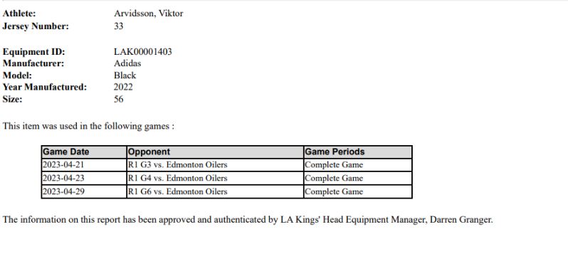 Viktor Arvidsson Playoff Game-Used Home Jersey (2022-2023)