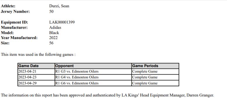 Sean Durzi Playoff Game-Used Home Jersey (2022-2023)