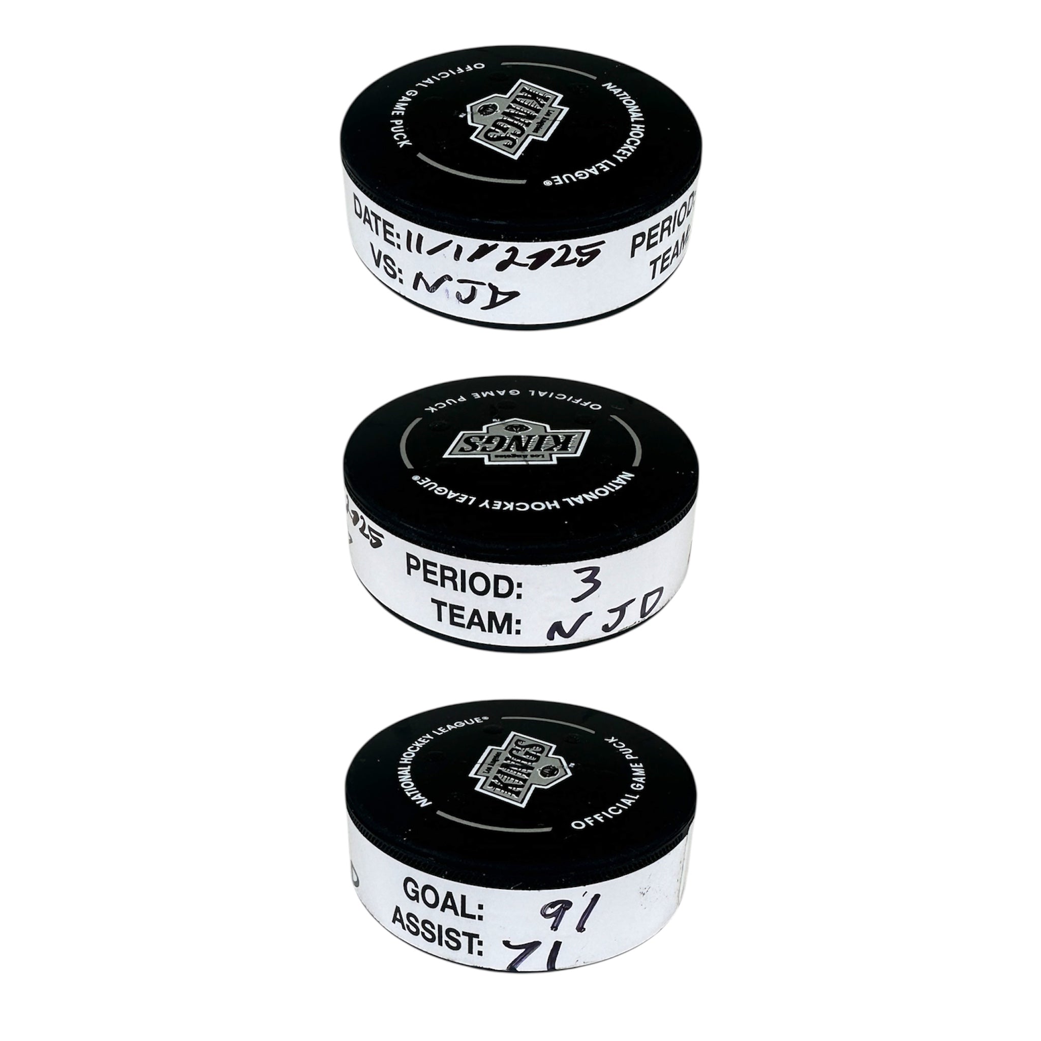 Dawson Mercer Goal-Scored Puck (#1)(SH) vs. LA Kings 11/1/2025