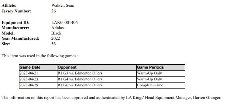 Sean Walker Playoff Game-Used Home Jersey (2022-2023)