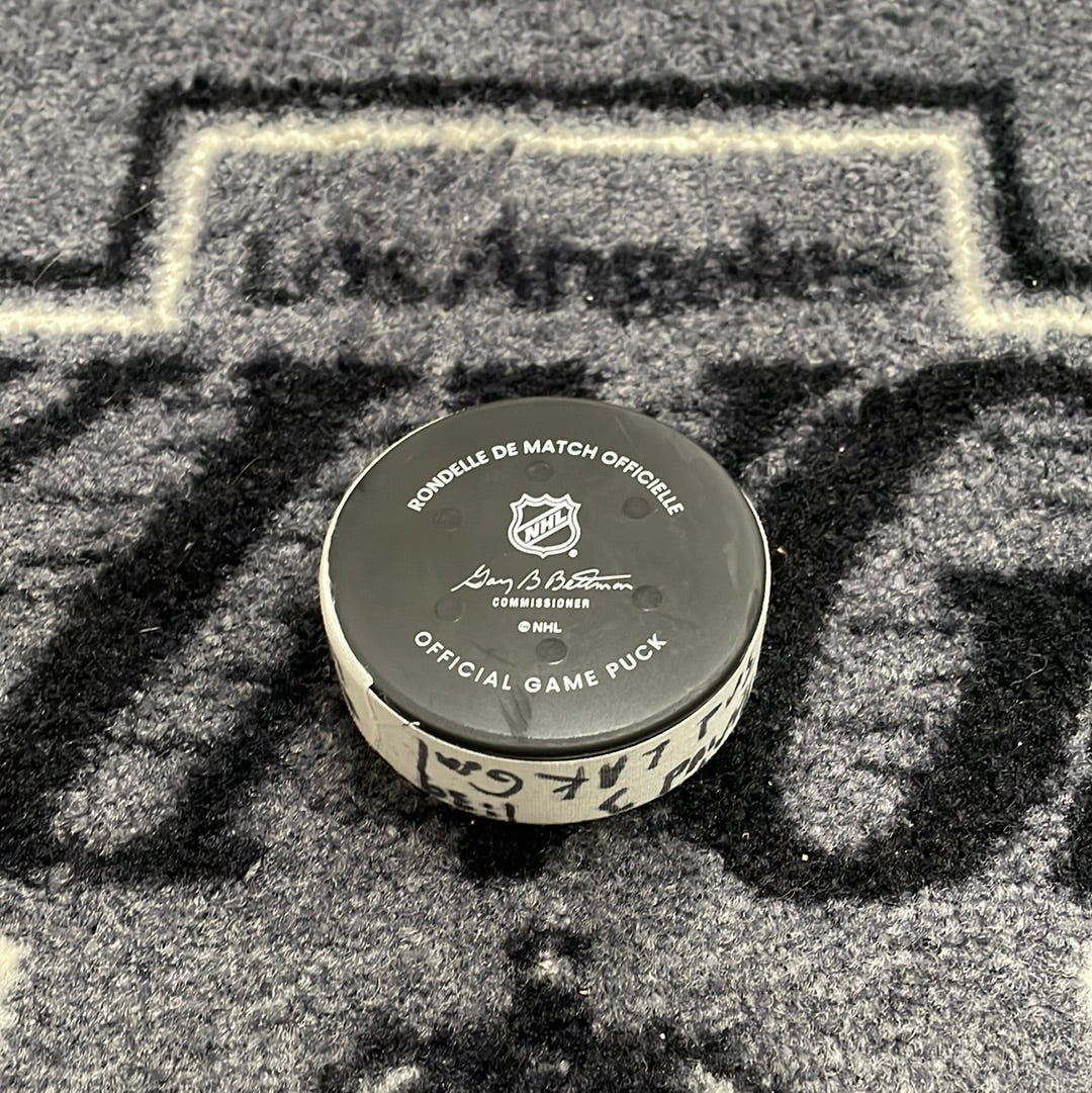 Blake Lizotte Goal Signed Scored Puck from 12/22/22 vs CGY