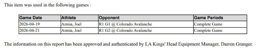 Joel Armia Game-Used Away Jersey (Playoff Set, 2026 Stanley Cup Playoffs)