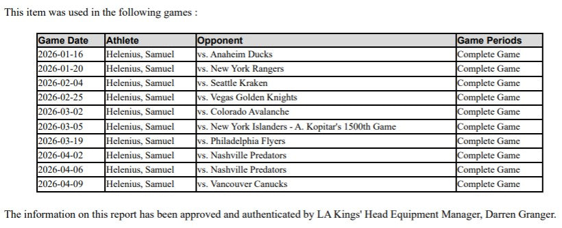 Samuel Helenius Game-Used Home Jersey (Set 2, 2025-2026)