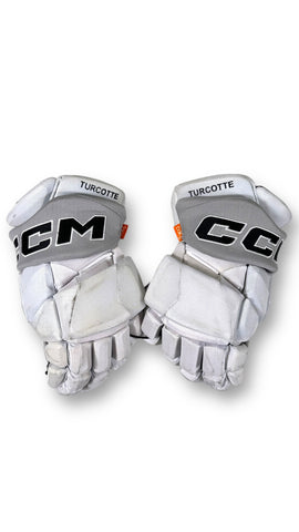 Alex Turcotte Game-Used Alternate White Gloves