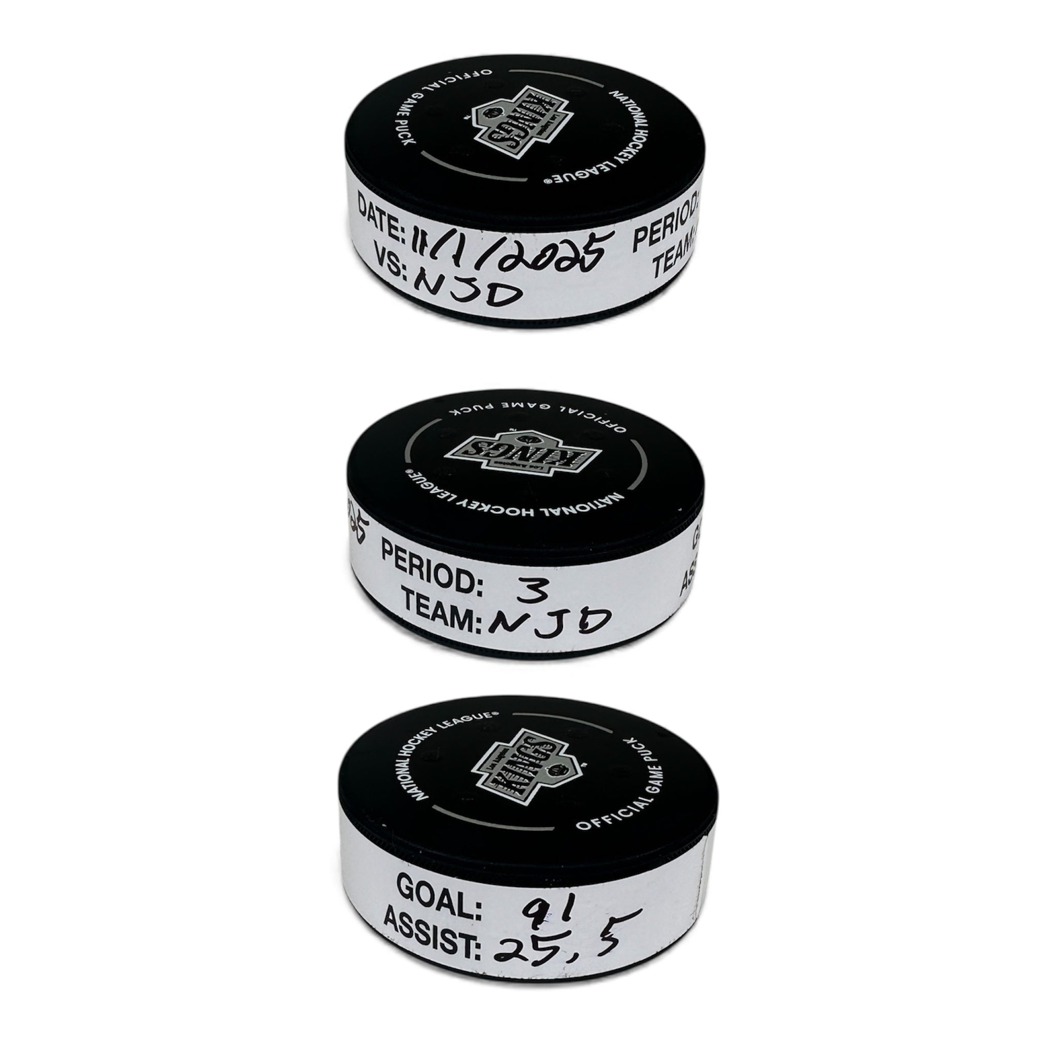 Dawson Mercer Goal-Scored Puck (#2)(SH) vs. LA Kings 11/1/2025