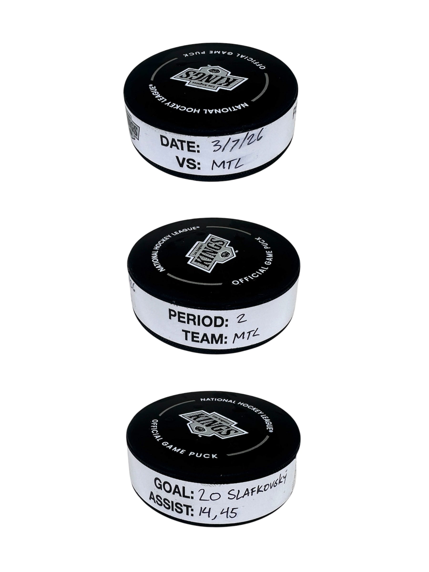 Juraj Slafkovsky Goal-Scored Puck (#1) vs. LA Kings 3/7/2026