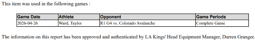 Taylor Ward Game-Used Home Jersey (Playoff Set, 2026 Stanley Cup Playoffs)