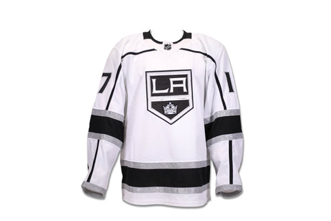 GAME WORN LA KINGS WHITE AND PURPLE JERSEY LEWIS