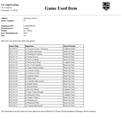 Jacob Moverare Game-Used Away Jersey (Set 2, 2021-2022 Season)