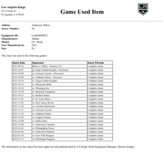 Mikey Anderson Game-Used Home Jersey (Set 1, 2021-2022)