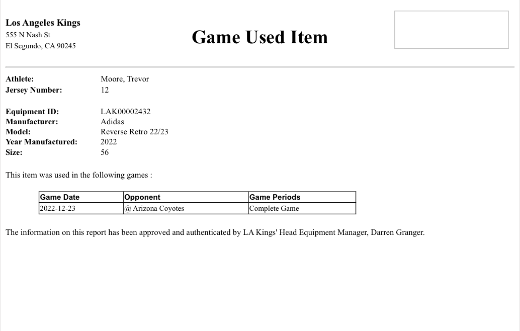 Trevor Moore Game-Used Reverse Retro 2.0 JerseySet 2 – Lakingsgameused